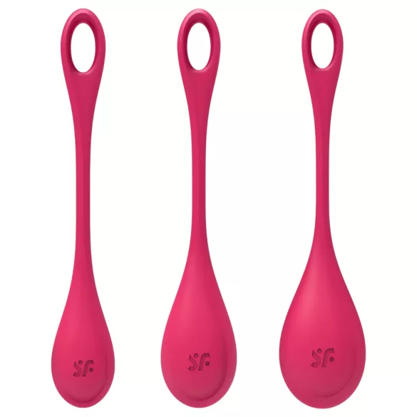 Satisfyer - set bile pentru exerciții Kegel - 3 piese - roșu
