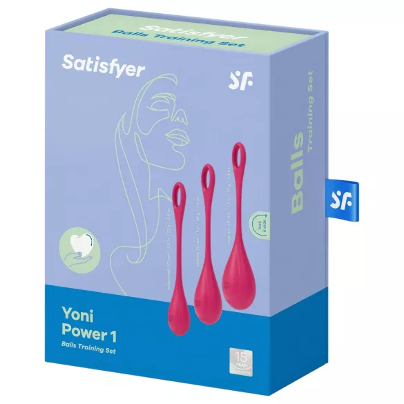 Satisfyer - set bile pentru exerciții Kegel - 3 piese - roșu
