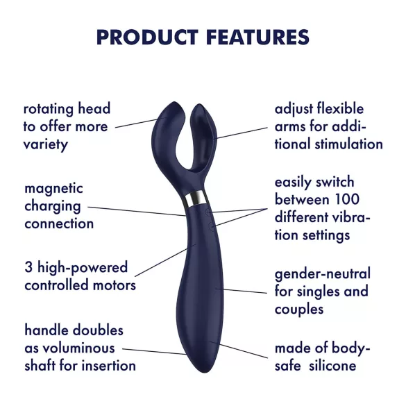 Satisfyer - vibrator pentru cuplu, rechargeabil, rezistent la apă, albastru