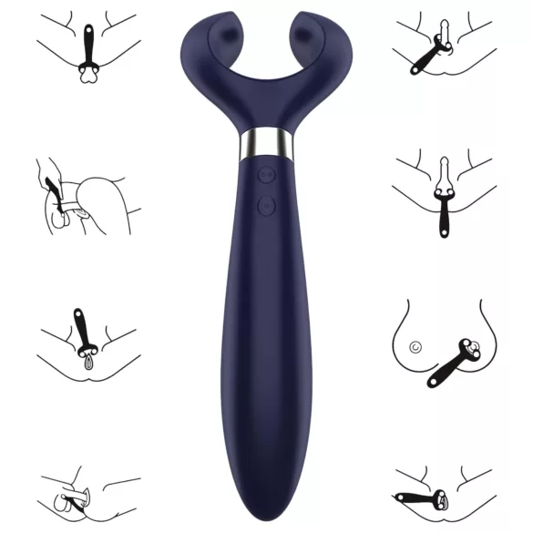 Satisfyer - vibrator pentru cuplu, rechargeabil, rezistent la apă, albastru