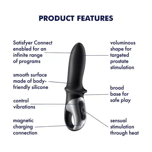 Satisfyer Hot Passion - vibrator anal cu încălzire controlat prin aplicație (negru)