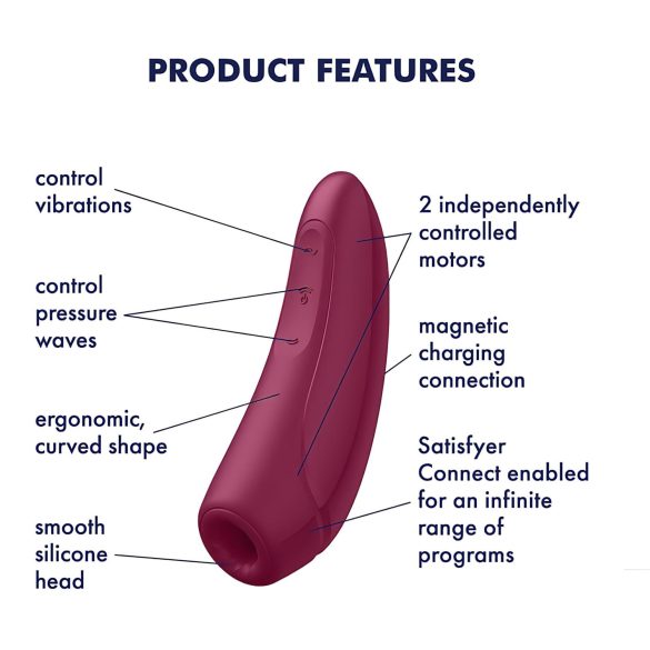 Satisfyer Curvy 1+ - vibrator clitoris cu pulsații aeriene inteligent - roșu
