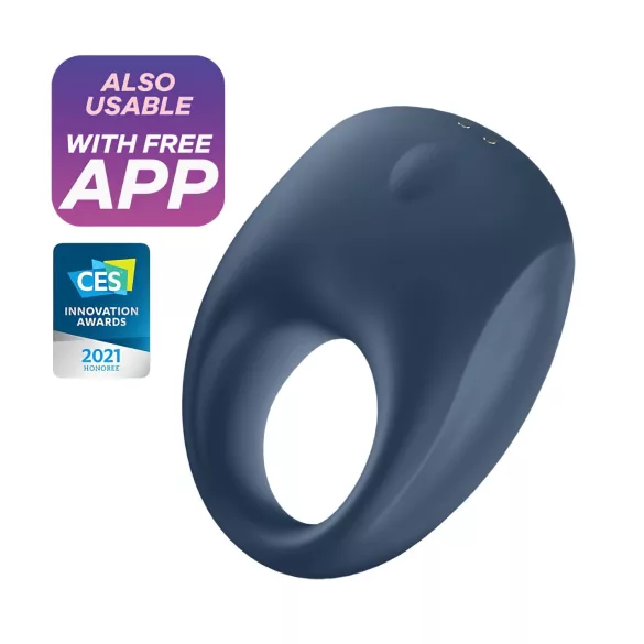 Satisfyer Strong One - inel penian cu vibrații inteligente - albastru