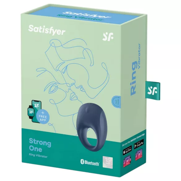 Satisfyer Strong One - inel penian cu vibrații inteligente - albastru