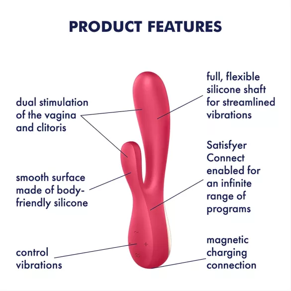 Satisfyer - Vibrator inteligent impermeabil - silicon roșu