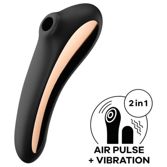 Satisfyer Dual Kiss - vibrator cu acumulator pentru vagin și clitoris (negru)