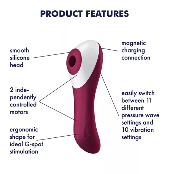 Satisfyer Dual Crush - vibrator vaginal și clitoridian reîncărcabil - roșu