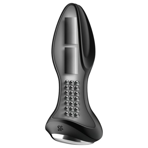 Satisfyer - Dop anal rotativ cu mărgele - vibrator negru