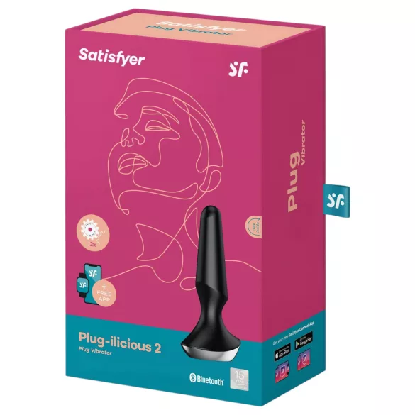 Satisfyer Plug-ilicious 2 - vibrator anal controlat prin aplicație (negru)