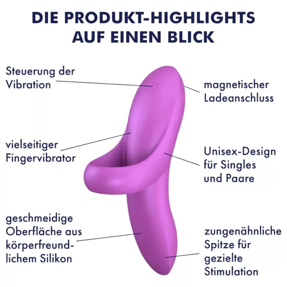 Satisfyer Bold Lover - vibrator deget reîncărcabil, impermeabil, roz