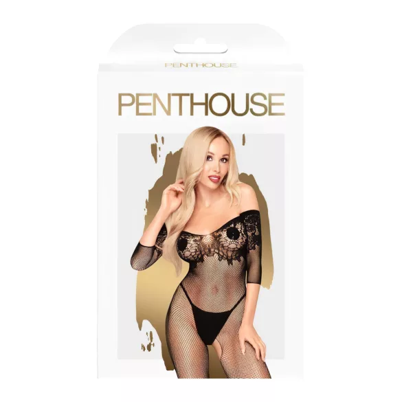 Penthouse High Profil - body sexy dantelă florală - negru - XL