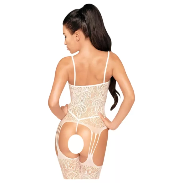 Penthouse - set lenjerie negru cu model floral din plasă - alb