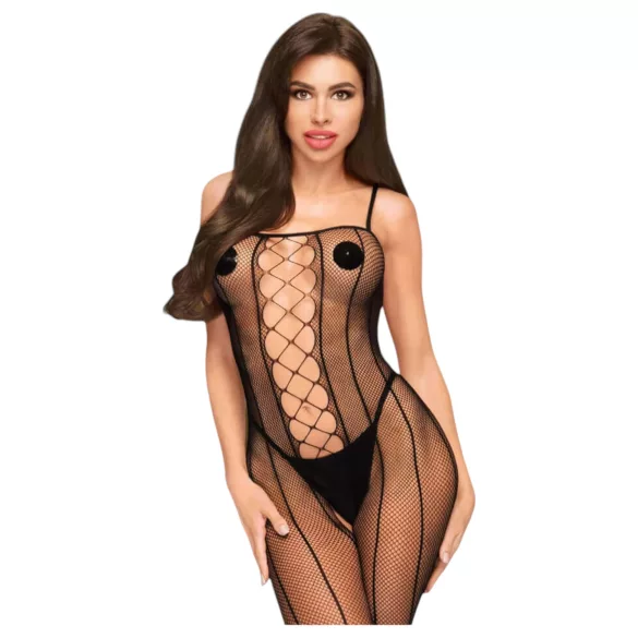 Penthouse Drop-Dead - body lingerie cu dungi, deschis - negru