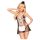 Penthouse - costum cameristă sexy 3 piese - negru-alb - L/XL