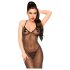 Penthouse Love on Fire - body strălucitor transparent cu chilot tanga (negru) - M/L