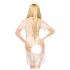 Cookie Otrăvit Penthouse - Rochie dantelată cu chilot și accesoriu de păr (alb) - M/L