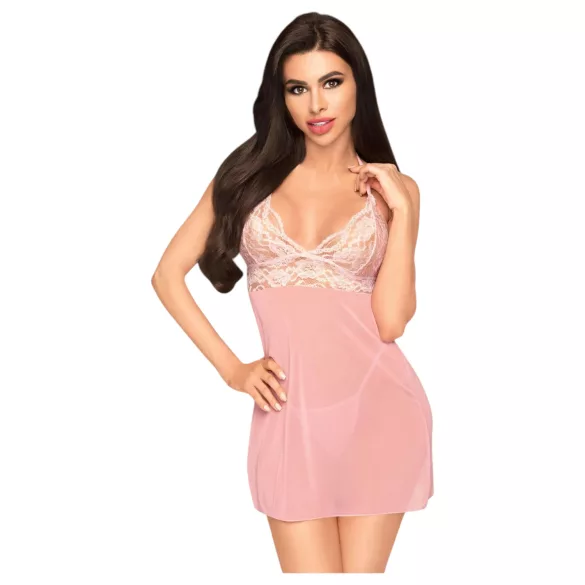 Penthouse - set lenjerie babydoll și tanga - roz