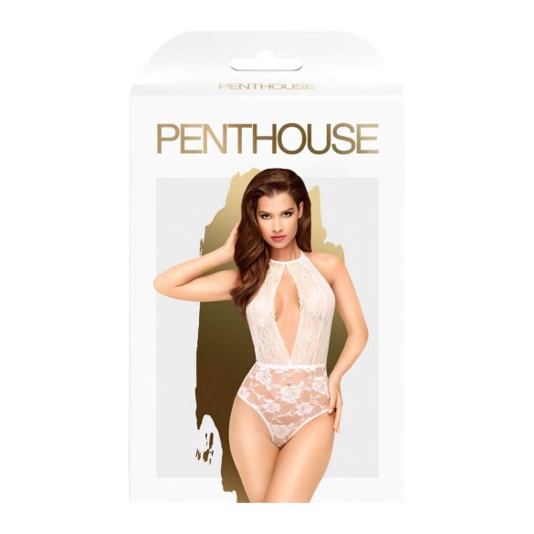 Penthouse - body sexy cu guler la gât - alb