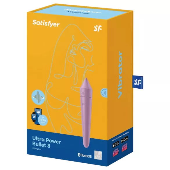 Satisfyer Ultra Power Bullet 8 - vibrator controlat prin aplicație (mov)