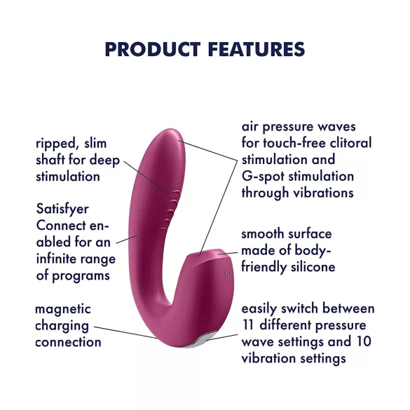Satisfyer Sunray - vibrator cu unde de aer 2în1 cu acumulator - roșu