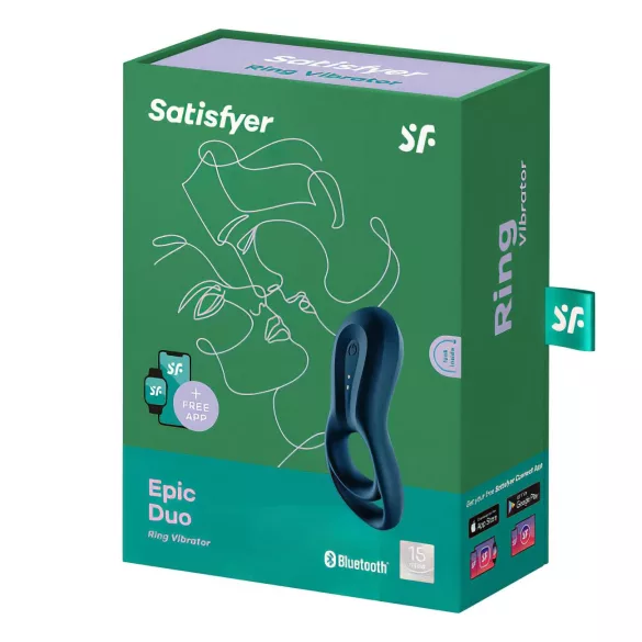 Satisfyer Epic Duo - inel pentru penis cu vibrații inteligente - silicon negru