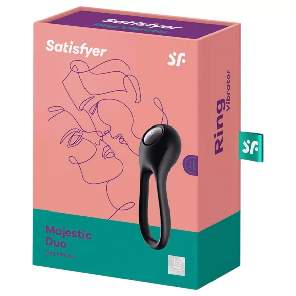 Satisfyer Majestic Duo - inel pentru penis, reîncărcabil, impermeabil, negru