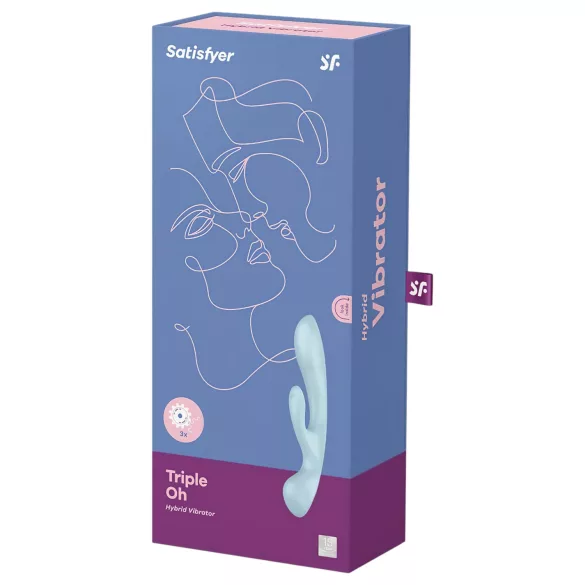 Satisfyer Triple Oh - vibrator cu acumulator, cu braț pentru clitoris (albastru)