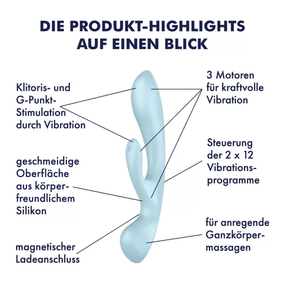 Satisfyer Triple Oh - vibrator pentru punctul G și clitoris - reîncărcabil