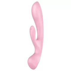   Satisfyer Triple Oh - vibrator cu braț pentru clitoris, reîncărcabil, roz