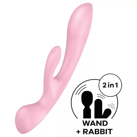 Satisfyer Triple Oh - vibrator cu braț pentru clitoris, reîncărcabil, roz