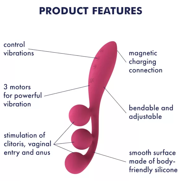 Satisfyer Tri Ball 1 - vibrator multifuncțional reîncărcabil - roșu