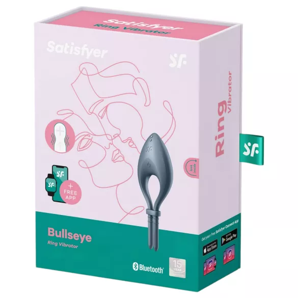 Satisfyer Bullseye - inel vibrator inteligent pentru penis - silicon gri