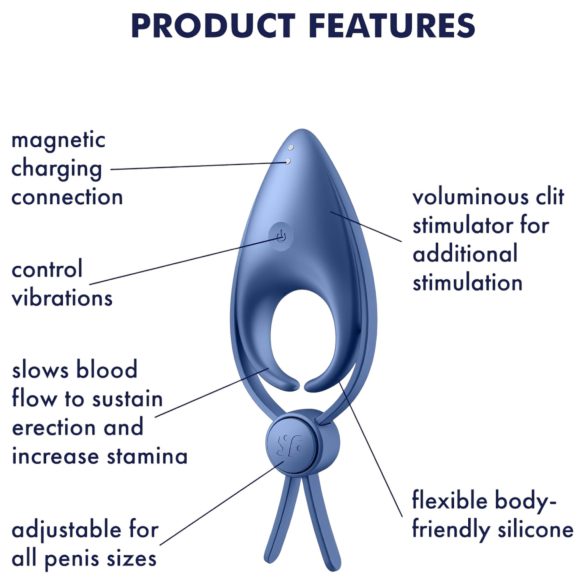 Satisfyer Sniper - inel pentru penis cu vibrații, reîncărcabil - albastru