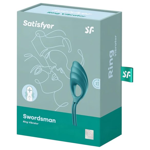 Satisfyer Swordsman - inel penis cu vibrații reîncărcabil - silicon verde