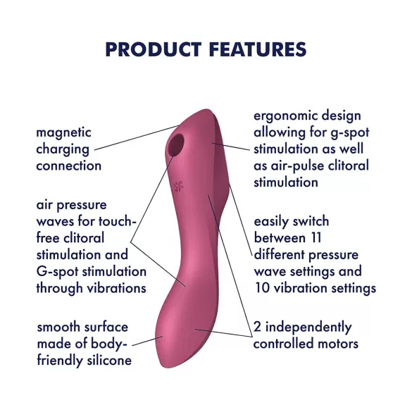 Satisfyer Curvy Trinity 3 - vibrator 2în1 stimulator clitoridian cu aer - roșu