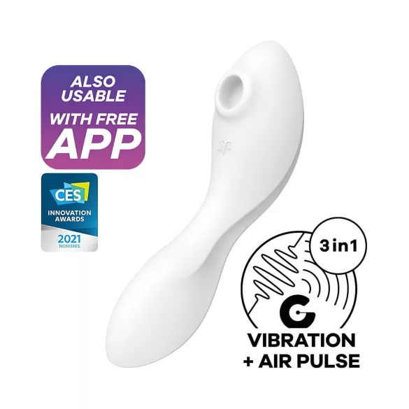 Satisfyer Curvy Trinity 5+ - Vibrator 2în1 controlat prin aplicație (alb)