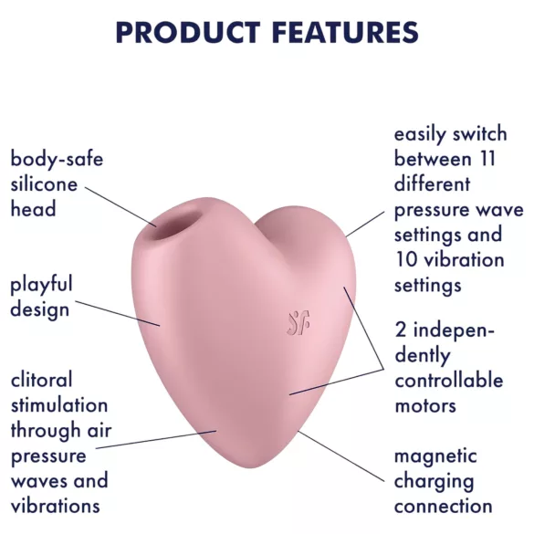 Satisfyer Cutie Heart - vibrator clitoridian cu pulsații aer - reîncărcabil
