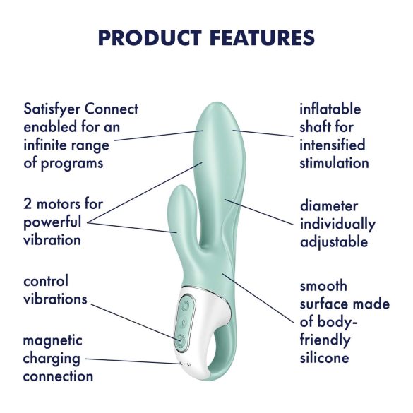 Satisfyer Air Pump Bunny 5 - vibrator inteligent gonflabil (mentă)