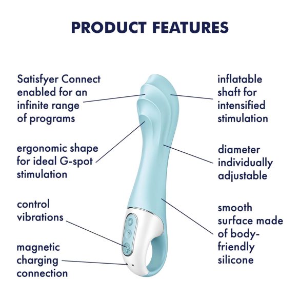 Satisfyer - vibrator cu pompare inteligentă Air Pump 5 - silicon albastru