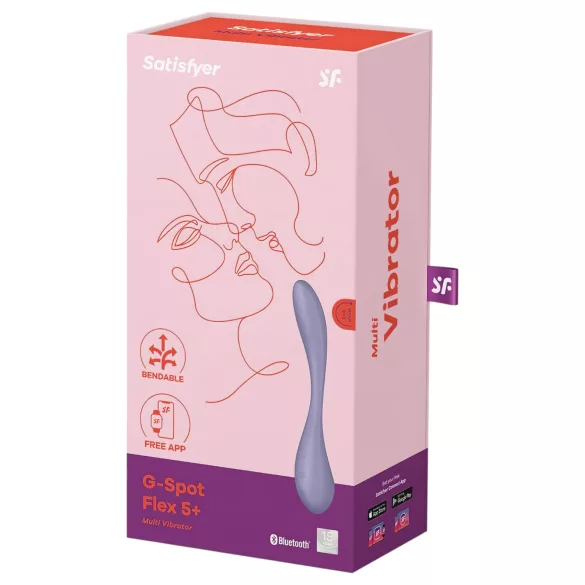 Satisfyer G-spot Flex 5 - vibrator pentru punctul G controlat prin aplicație (mov)