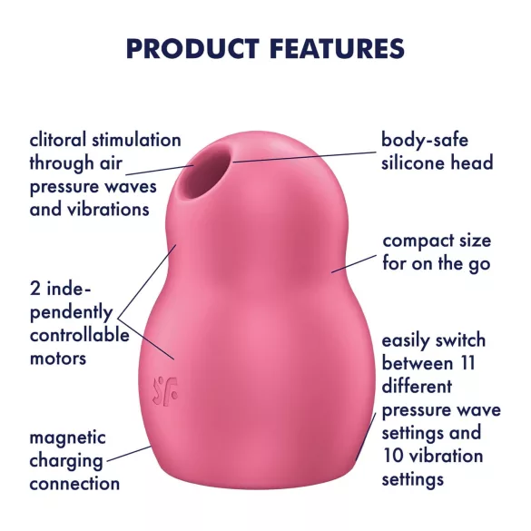 Satisfyer Pro To Go 1 - vibrator clitoridian cu unde de aer, cu acumulator (roșu)