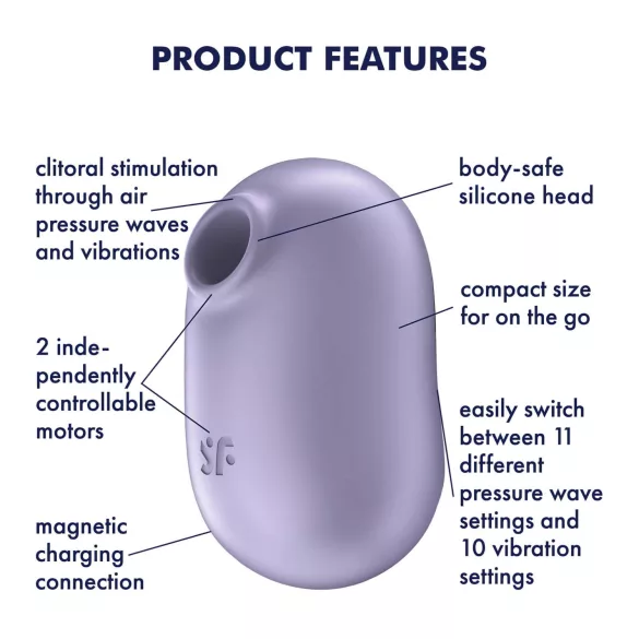 Satisfyer Pro To Go 2 - vibrator clitoridian cu unde de aer, cu acumulator (violet)