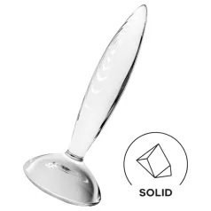   Satisfyer Sparkling Crystal - dildo din sticlă cu striații - transparent