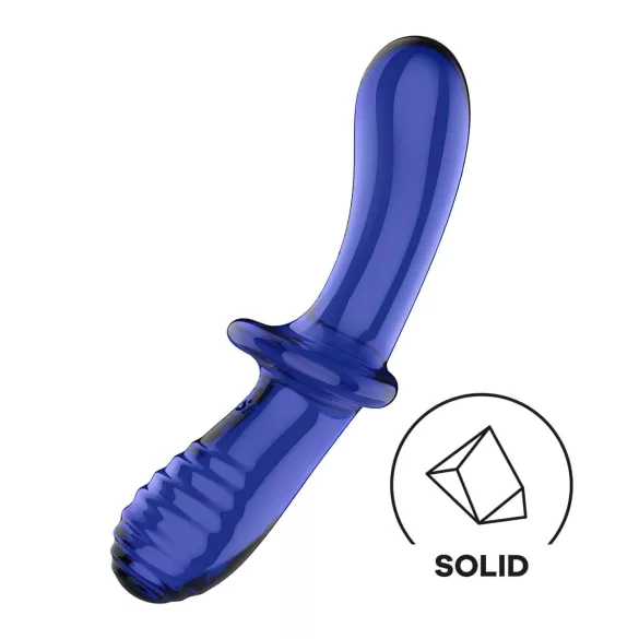 Satisfyer - dildo din sticlă dublu capăt - albastru
