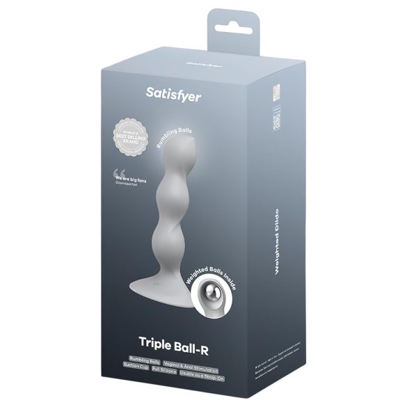Satisfyer Triple Ball-R - dildo cu bile - silicon gri