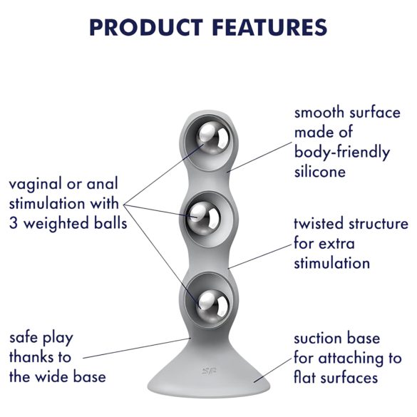 Satisfyer Triple Ball-R - dildo cu bile - silicon gri