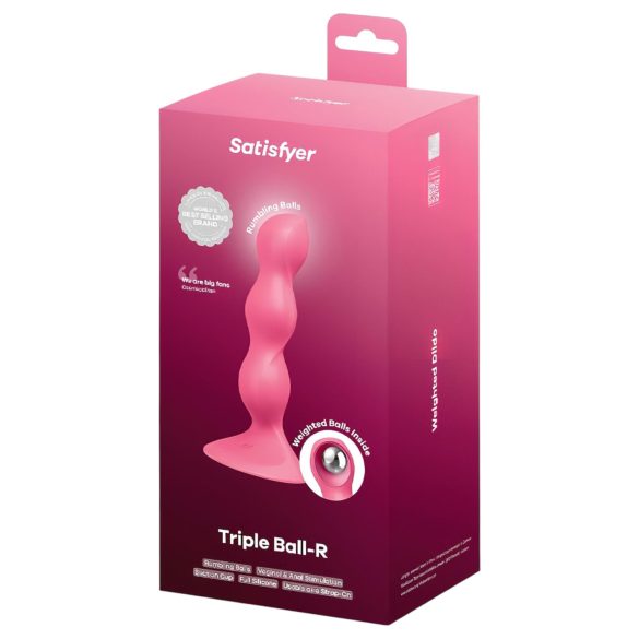 Satisfyer Triple Ball-R - vibrator anal cu bile - silicon roz