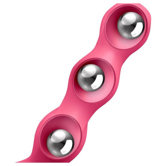 Satisfyer Triple Ball-R - vibrator anal cu bile - silicon roz