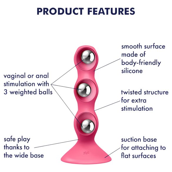 Satisfyer Triple Ball-R - vibrator anal cu bile - silicon roz