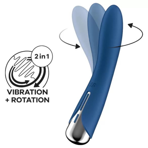 Satisfyer - Vibrator tip G cu cap rotativ - albastru